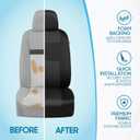 BDK PolyPro Car Seat Covers Full Set in Charcoal on Black Front and Rear Split Bench for Cars, Easy to Install Cover Set, Accessories Auto Trucks Van SUV