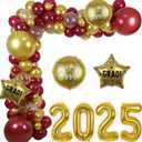 2025 Graduation Balloon Arch Garland Kit, Burgundy and Gold Balloon Arch Class of 2025 Party Decorations with 32" 2025 Foil Balloons for College High School Congrats Grad Party Supplies