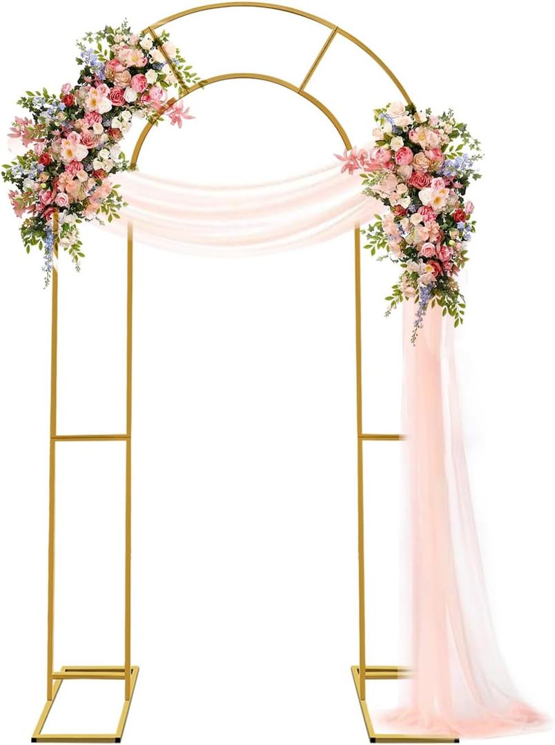 Double Arch Backdrop Stand Metal Open Arch Backdrop Frame U Shaped Wedding Arches for Ceremony Baby Shower Garden Birthday Party Decoration (Gold, 6.6FT3.3FT)