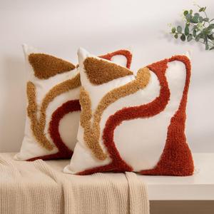 lifein 18x18 Pillow Covers Set of 2-Throw Pillow Cover,Tufted Boho Jacquard Pillow Covers,Farmhouse Decorative Pillow Cover,Pillow Cases for Gift,Couch,Sofa,Bed,Chair,Living Room,Home Decor(18x18inch) (18" x 18" (Pack of 2), Cr-711(2 Pack Without Pillow Insert))