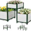 3PCS Raised Garden Beds Outdoor with Legs Planter Box, 47x16x21in Reinforced Support Rods, Drainage Grid, Multi-Combination Options for Vegetables, Flowers, Herbs, Ideal for Balcony, Patio Gardening