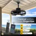 ZeboZap 16" Outdoor Ceiling Fan with Lights, IP65 WaterProof with for Patios, Canopy, Gazebo, and Pergola. Plug in Caged Fan with Remote Control, Quick Strap-On Installation | 3 Lights 6-Speeds fan, Medium