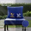 24x24 Inch Outdoor Chair Cushions Set of 2, Patio Furniture Cushions - Removable Cover, Water-Repellent, Fade-Resistant, Non-Slip Bottom & Straps, Replacement for Deep Seat Sofa & Couch - Navy