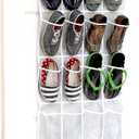 Simple Houseware 24 Pockets - Crystal Clear Over The Door Hanging Shoe Organizer, Gray (64'' x 19'')