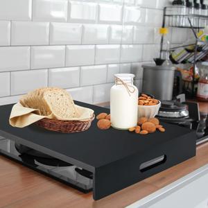 21. 2 x 14. 7 Inches Black Wooden Rv Stove Top Cover Stove Top Sink Cover Noodle Cutting Board for Electric Gas Burners Sink Noodle Board