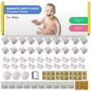 Eco-Baby Magnetic Cabinet Locks for Babies - Keyless, White, 20 Pack and 3 Keys