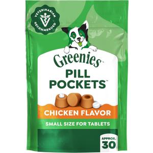 3 x Greenies Pill Pockets for Dogs Small Size, Tablet Pill Treats for Dogs, Chicken Flavor, 3.2 oz. Pouch (EXP 06/03/27)
