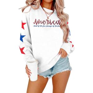 SUPEYA Womens USA Sweatshirt American Flag Graphic Pullover Crewneck Long Sleeve Tees Clothes 4th of July Tee Tops