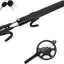 Wheel Lock Anti-Theft Car Device, Heavy Duty Vehicle Security Lock,Two Hooks Car Steering Lock Adjustable with 3keys for SUV (Black)
