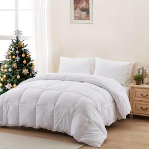 ACCURATEX Duvet Insert Queen Comforter - 400GSM Fluffy Down Alternative Fill Hotel Collection Heavyweight Comforter, Warm Thick Duvet for Fall Winter, 8 Corner Tabs - Machine Washable,White,90x90