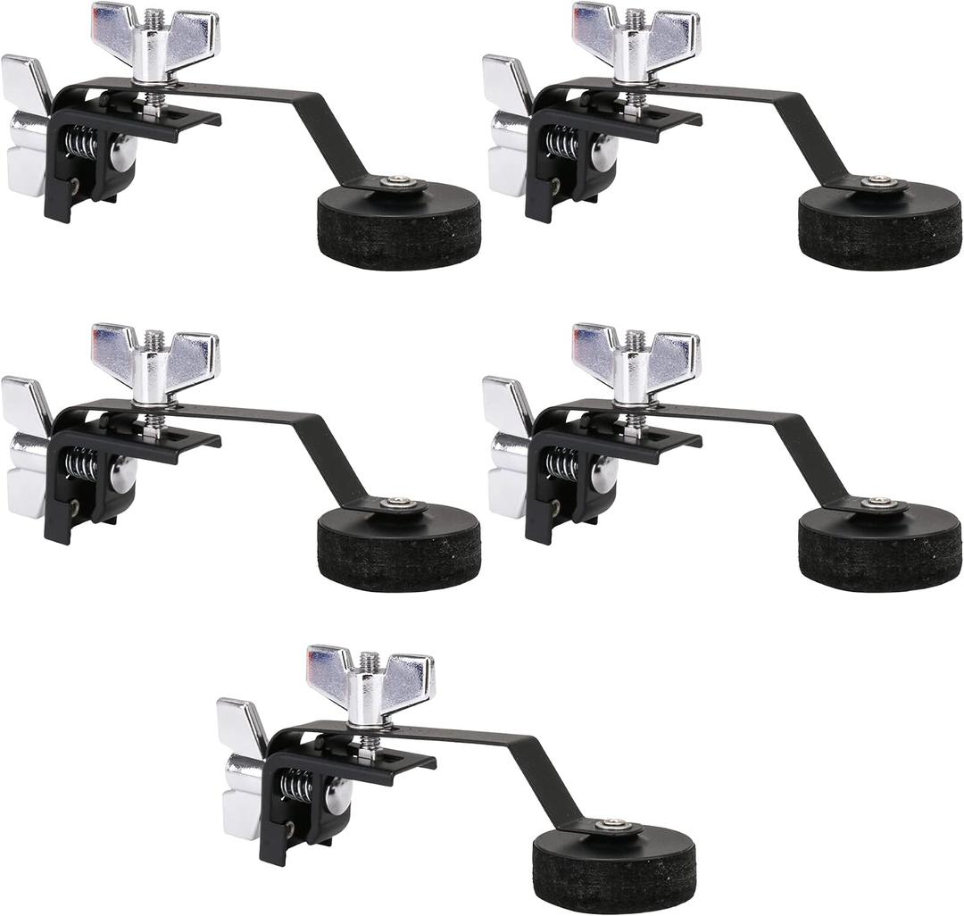 Drum-Damper-Mute-Silencer, Black Clamp-on Tone Control for Vintage & Modern-Snares-Tom-Drum-Accessories by Emptty (5PCS)