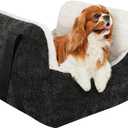 Pawaboo Dog Car Seat for Small Dogs, Soft Dog Booster Car Seat Under 25lbs, Puppy Portable Car Seat with Safety Leash and Thickened Memory Foam Filling, Pet Carseat Puppy Travel Carrier Bed, Black