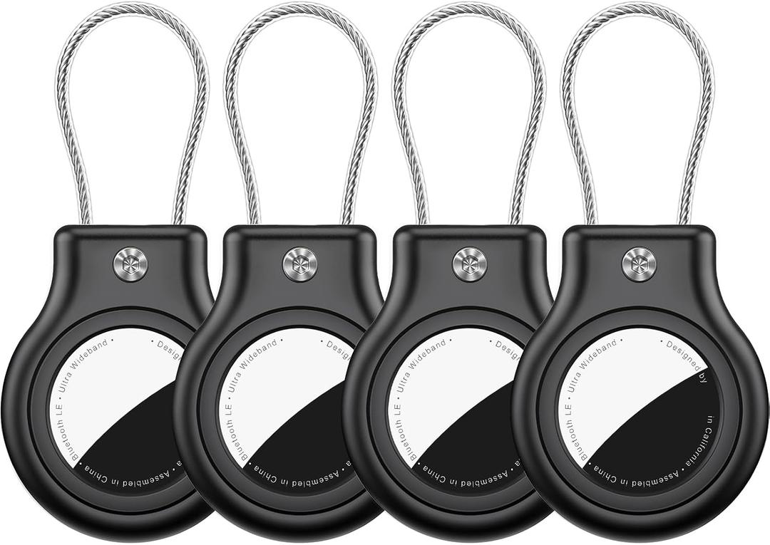 4 Pack Waterproof AirTag Holder for AirTag 1st & 2nd Generation,AirTag Keychain with Secure Lock,AirTags Case Cover for Apple AirTag Accessories for GPS Item Finder Tracker Luggage, Bag,Key,Pet,Black, Small