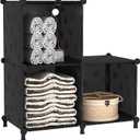 UNKU Cube Storage Organizer, 3 Cube Closet Organizer Storage Shelves, DIY Stackable Bookcase, Clothes Organizer Shelf for Closet, Bedroom, Living Room, Cabinet, Home, Office, Black