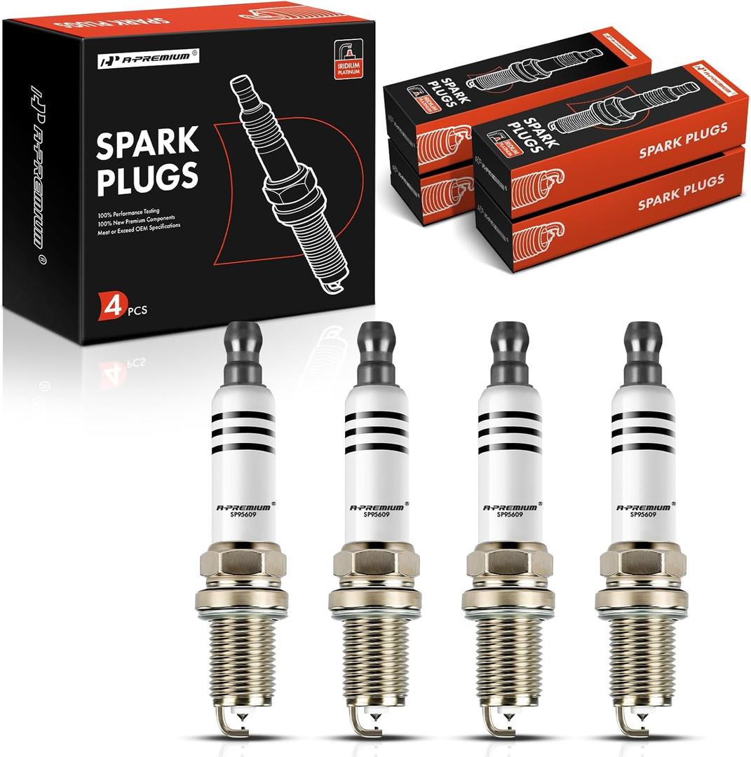 A-Premium Iridium & Platinum Spark Plugs Compatible with Chevrolet Cruze/Volt 2011-2015, Cruze Limited 2016-2016, Sonic 2012-2018 & Cadillac ELR 2014-2016, 1.4L, Pack of 4