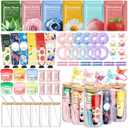 Demissle 60 Pcs Spa Party Supplies Women Sleepover Birthday Favors Bachelorette Slumber Gifts Include Glass Cup, Facial Masks, Lip Balm, Hand Cream, Hairpin, Hair Ring, Hair Band, Compressed Towel