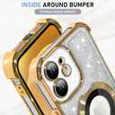 KANGHAR for iPhone 12 Case, Support for MagSafe [Four Corner Cushion Series] Kickstand Electroplate Edge Shockproof Durable Full Body Protection for Girls Women -Gold