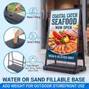 32 in Wide A Frame Sidewalk Sign with Wheels, Double Sided Poster Stand
Fits Custom 31.5 in Wide Posters in 40, 44, or 48 in Heights with a Double Sided Frame, Fillable Base, and Wheels