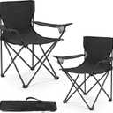 WEIDIORME 2 Pack Lightweight Camping Chairs, 300LBS Heavy-Duty Portable Folding Chairs with Carry Bag, Compact Design for Camping, Beach, Picnics, and Outdoor Event, Large