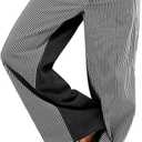 PEIHOT Women Low Rise Draw String Pants Casual Loose Fit Palazzo Jeans Trendy Black Grey and White (Black, S)