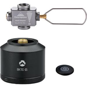 CAMPINGMOON Refillable Gas Canister Empty Pocket Tank for Gas Lantern Backpacking Camping 15g w/ Gas Transfer Adapter Z15 Black BKTC-15/Z15