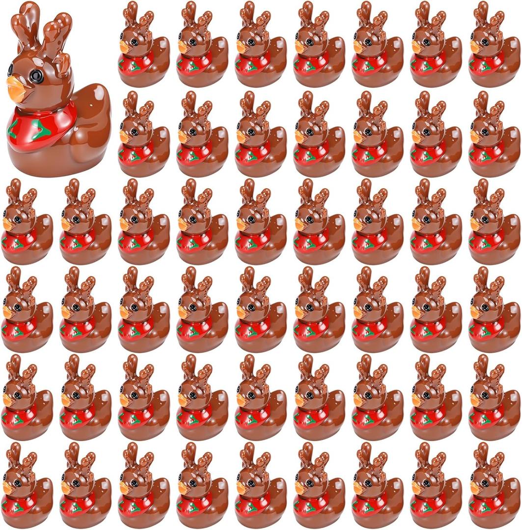 50 Pcs Christmas Mini Resin Reindeer Ducks Tiny Ducks Figurine Miniature Animals Figures Christmas Reindeer Decoration for Home Ornament Accessories