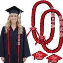 2 Pcs Graduation Lei Class of 2026 Handmade Grad Ribbon Lei DIY Name Braided Necklace Congrats Graduates Money Leis Graduation Gift High School Grad Party Supplies for Women Men