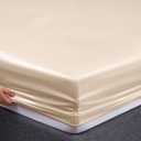Vonty Satin Sheets Full Silky Soft Satin Bed Sheets Beige Sheet Set, 1 Deep Pocket Fitted Sheet + 1 Flat Sheet + 2 Pillowcases