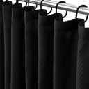Black Shower Curtain Or Liner, Waffle Shower Curtain Set with Hooks, Fabric Shower Curtain with Waffle Weave, Bathroom Shower Curtains, Hotel Quality, 72 x 72 Inches (72"W x 72"L (Pack of 1), Waffle - Black)