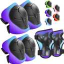 Wemfg Kids Protective Gear Set Knee Pads for Kids 3-14 Years Toddler Knee and Elbow Pads with Wrist Guards 3 in 1 for Skating Cycling Bike Rollerblading Scooter, M(7-13Years)