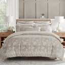 Levtex Home Adare Taupe Reversible King/Cal King Comforter Set (106x94in) with 2 Pillowcases (36x20in) - Floral Bedding - Taupe White - 100% Cotton King Size Comforter Set - Soft, Pre-Washed