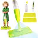 Kids Spray Mop, Fun & Functional Toddler Mop Cleaning Set,Real Working Mini Mop, Pretend Play Toy Includes Spray Bottle,Washable Microfiber Pads, Montessori Kids Cleaning Toy Set -Green