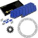 Caltric Blue O-Ring Drive Chain and Sprockets Kit Compatible with Yamaha Warrior 350 YFM350X 1989-2004 Blue