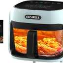 BOSWELL 7.5 QT Large Glass Air Fryer, 6-1 Preset Cook Modes | Transparent Fry Bowl, Green, Circulating Heating & Temperature Control, Steak, Fries, Bake,Chicken, Dishwasher Safe