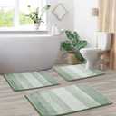 3 Pcs Ombre Bath Mat Set for Bathroom, Non Slip Ultra Soft and Thick Water Absorbent Bath Carpet, Machine Washable & Quick Dry Bathroom Rug, for Bedroom Door Living Room,Green (3 PCS: 17" x 24" + 20" x 32" + U Shape 24" x 20")