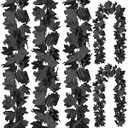 CQURE 5 Pack Black Fall Leaf Garland, Halloween Garland Hanging Vines Artificial Fall Maple Leaves Thanksgiving Decor for Home Wedding Fireplace Party