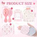 48 Pcs Gifts for Mother's Day Bow Party Favors Bow Mini Hair Brush and Little Compact Mirror with Inspirational Cards for Women Mom Girls Princess Coquette Party Favors(Cute,Pink)