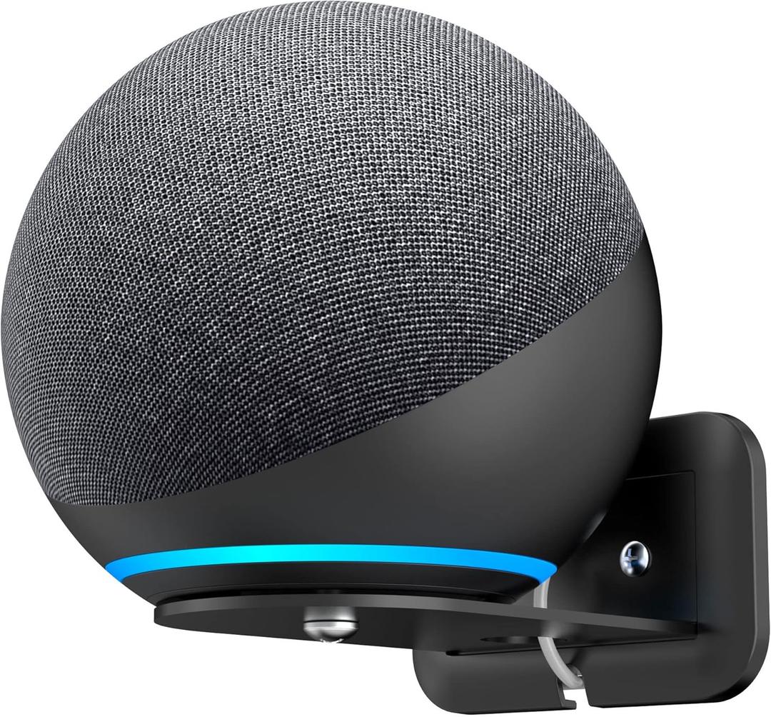 HomeMount Metal Wall Mount for Google Nest Mini & Echo 4th Gen - Speaker Wall Mount Holder with Cable Management to Hide Messy Wires Space-Saving Accessories(Black)