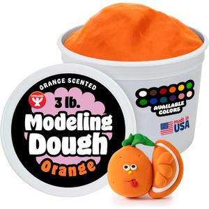 Hygloss Play Modeling Dough for Kids  Safe & Non-Toxic Sensory Dough for Arts and Crafts  3 lb Tub  Play Clay for Toddler Activities, Preschool Classroom Must-Haves  Orange Color, Scented
