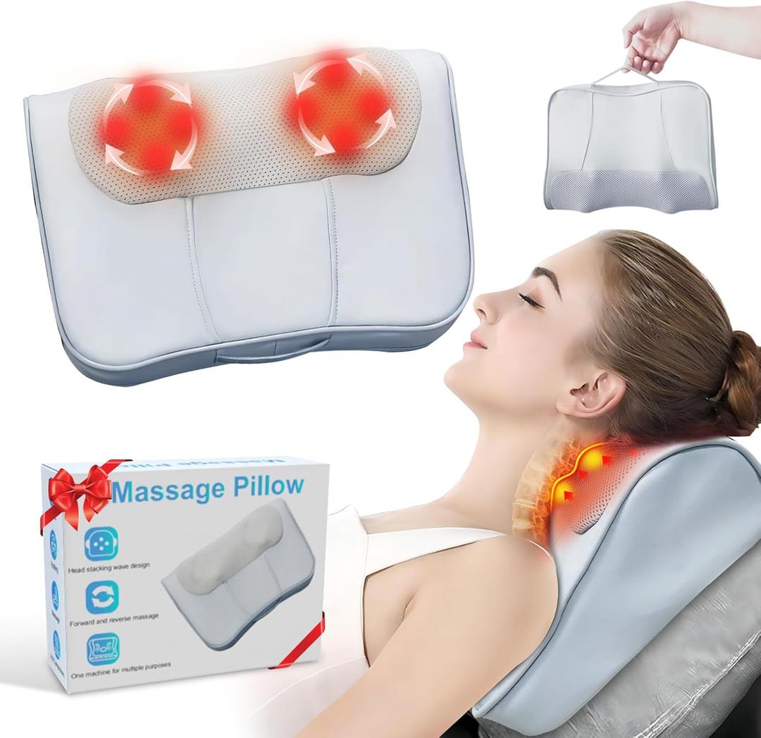 AISZG Neck Back Massager for Pain Relief,Gifts for Women Men Mom Dad - Shiatsu Back and Neck Massager with Heat,Deep Tissue Kneading Electric Pillow