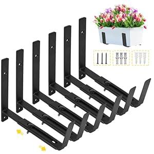 LukLoy Window Planter Box Brackets, 4 Pack Adjustable Heavy Duty Wall Mount Window Flower Boxes Outdoor with Bracket (6 to 12 in), with 70lbs Capacity, Black