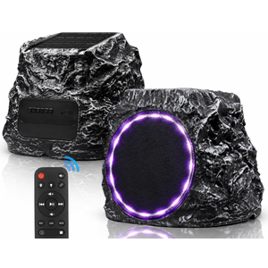 Daworot Upgraded Outdoor Rock Bluetooth 6.0 Speaker 60W Deep Bass Wireless Outdoor with Solar Charging, Remote Control,IPX7 Waterproof Speaker with Perfect for Pool,Garden,Patio - 2 Packs