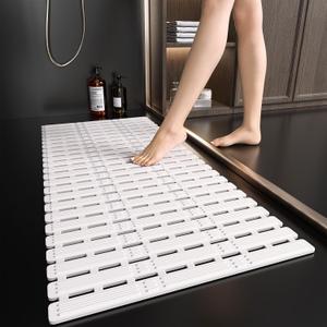 XIYUNTE Shower Mat Non Slip Bathtub Mat - 36 x 16 Inch TPE Anti Slip Shower Mat, Bath Mat for Tub Non Slip with Powerful Suction Cup and Drain Holes, Easy to Cut, Rubber Bath Mat, White