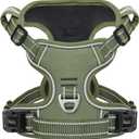 HEELE Dog Harness, Dog Harness for Small Medium Large Dogs No Pull Adjustable Padded Reflective Harness with Handle for Walking Training, Green, L