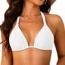 Women Triangle Bikini Top Only 2025 String Halter Sexy Swimsuit Bathing Suit Top White Small