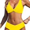 Yonique Women Two Piece Swimsuit - Knot Twist Bikini Set V Cut Bathing Suit 2026 Teen Bikini Large