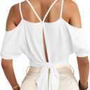 LilyCoco Women Off The Shoulder Tops Backless Top Batwing Going Out Cropped T Shirt (White, S)