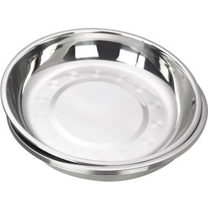 4-Piece Dinner Plates, Stainless Steel Metal Prep Plates