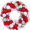 Silipull 14 Inch Christmas Ball Fireplace Tabletop Christmas Decorations Xmas Decorative Ball Ornaments Centerpiece Decor Holiday Table Decorations for Party Decor(Red White Silver)