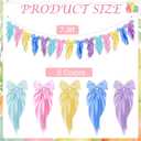 Pastel Bow Garland Banner for Fireplace Mantel Decor Satin Ribbon Bow Knot Hanging Garland Banner for Bachelorette Bridal Shower Birthday Wedding Party Supplies Favors (Pastel)